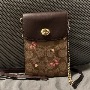 Coach signature butterfly print phone holder crossbody
